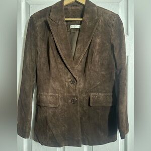 Coffee brown 100% leather blazer style jacket by Lord and Taylor